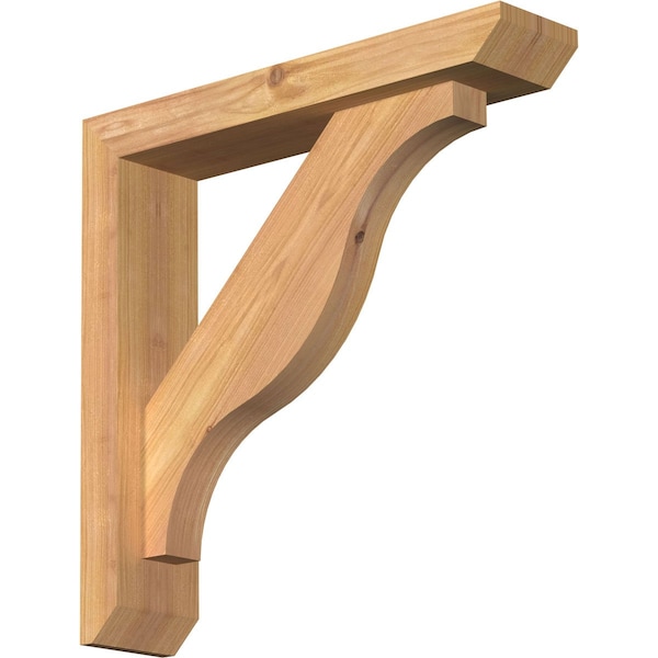 Ekena Millwork Funston Slat Smooth Bracket w/ Offset Brace, Western Red Cedar, 3 1/2"W x 16"D x 16"H BKT0402X16X16FST06SWR - main